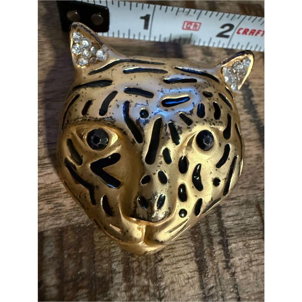 Vintage Gold Leopard Brooch For Women Statement Cat Animal Jewelry Bold - Picture 9 of 17